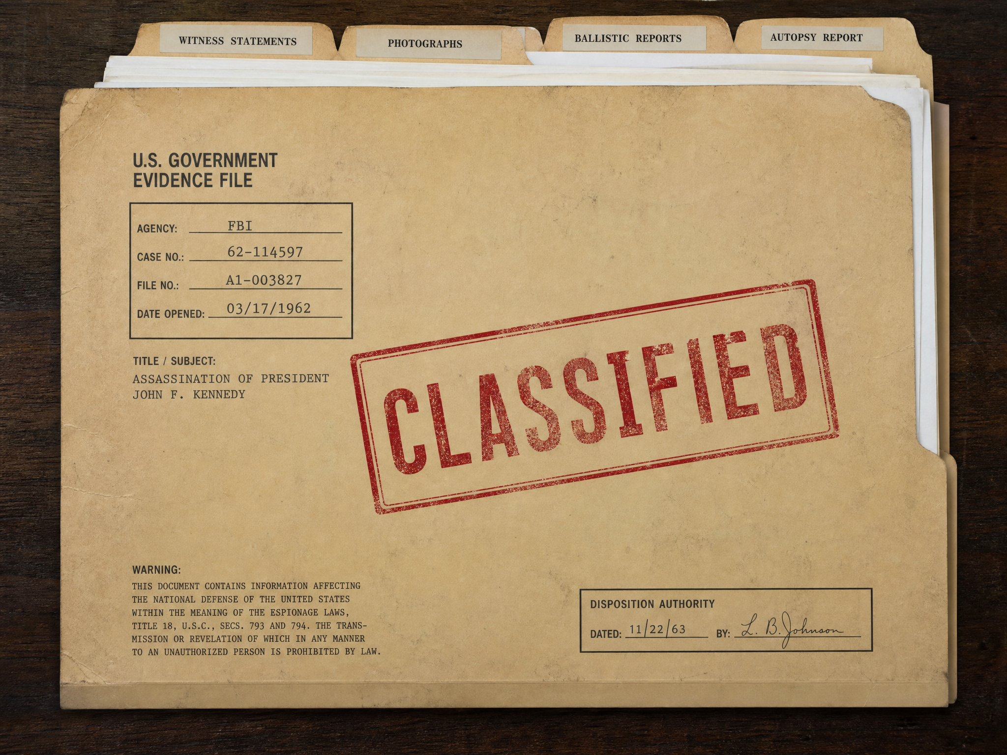 Evidence folder containing witness testimony records
