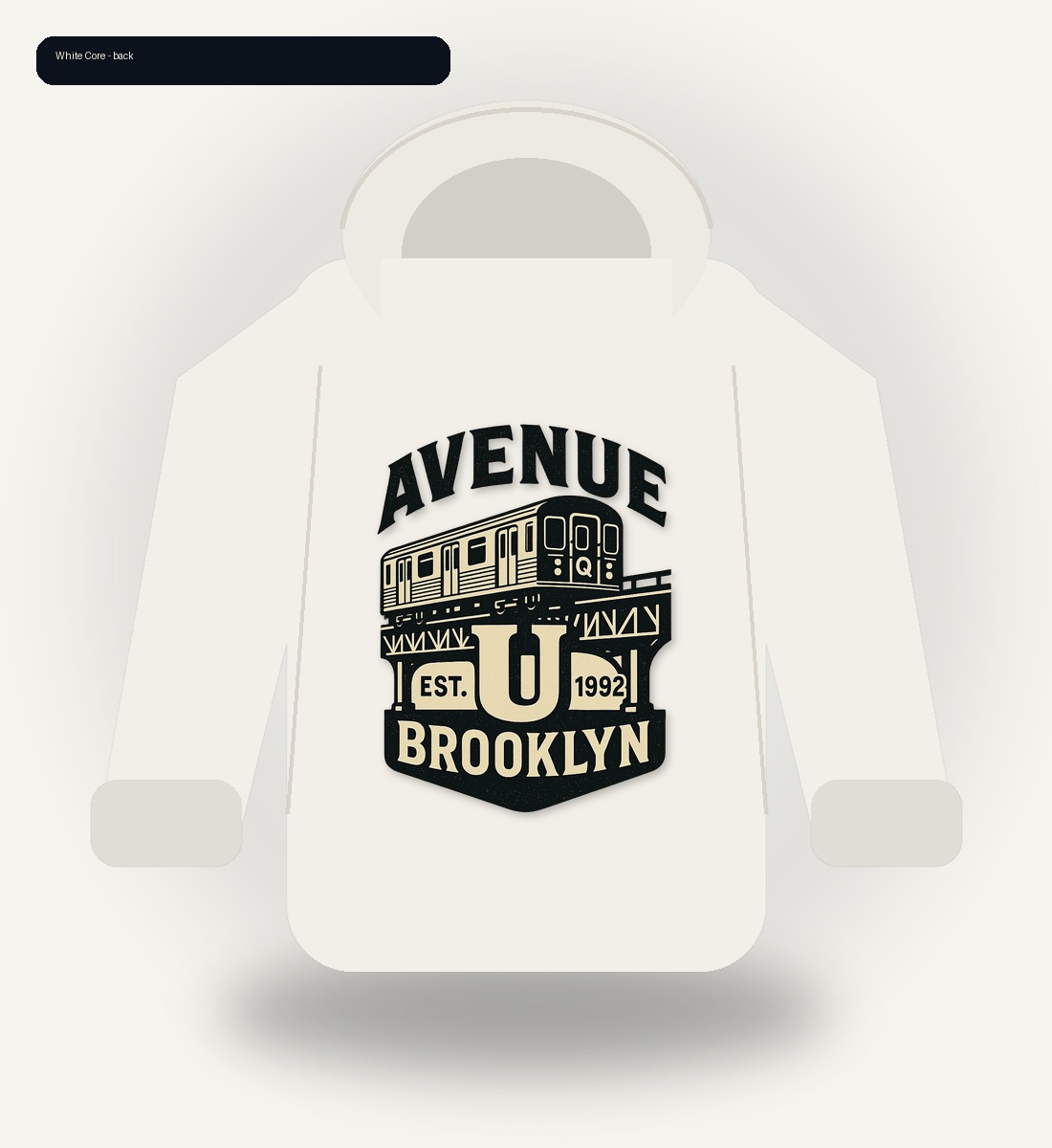 Avenue U U-9 White Heavyweight Hoodie