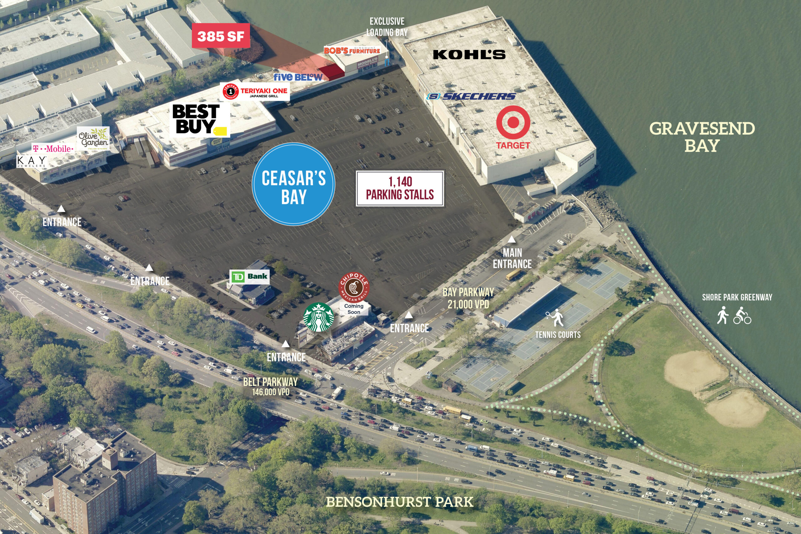 Caesar's Bay Shopping Center exterior — Bay Parkway at Belt Parkway, Brooklyn